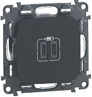 Розетка USB тип C+C без рамки Legrand Valena Allure 2-м. 3000мА антрацит картинка